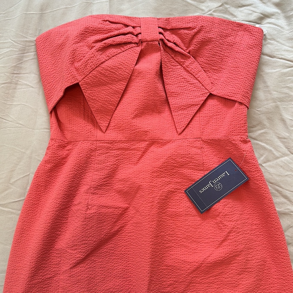 Lauren James Ashley Solid Dress Coral size Medium